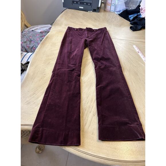 Y2K Burgundy Crushed Velvet Pants 5 RAMPAGE Corduroy Bootcut Office Siren Glam - Picture 10 of 16